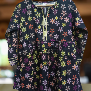 Khaddar Black Floral Frock        