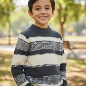 Charcoal Grey Striped Sweater