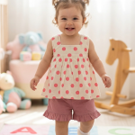 baby girls polka dot top ruffled shorts set pink summer outfit cotton baby clothing